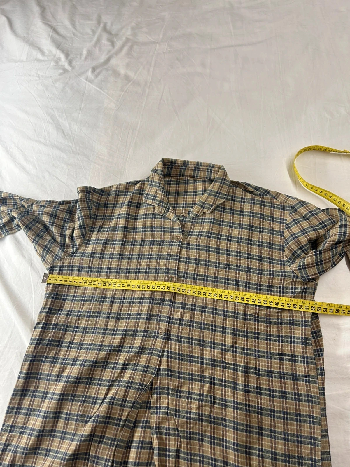 Camisa quadriculada vintage bege marrom – photo 8